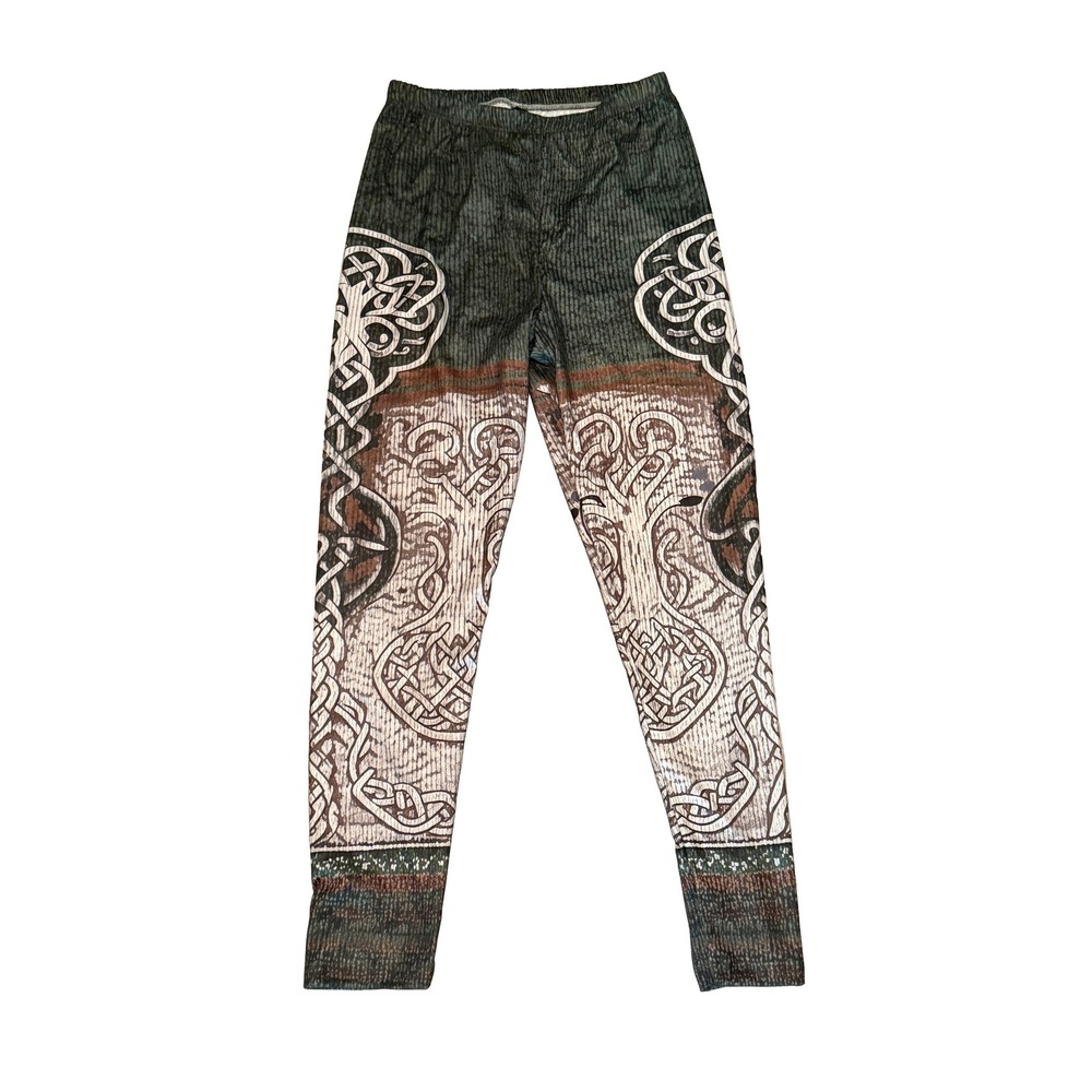 ShallWe Leggings Womens Small Green Celtic Tree of Life Graphic Print NWT